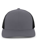 Pacific Headwear-104C-Trucker Snapback Hat-GRAPHITE/ BLACK