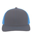 Pacific Headwear-104C-Trucker Snapback Hat-GRAPHITE/ N BLUE