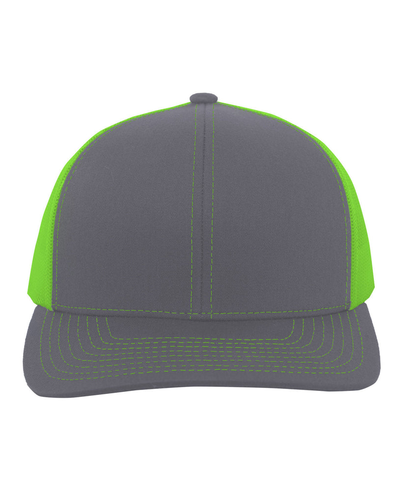 Pacific Headwear-104C-Trucker Snapback Hat-GRAPHITE/ N GRN
