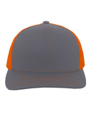 Pacific Headwear-104C-Trucker Snapback Hat-GRAPHITE/ N ORNG
