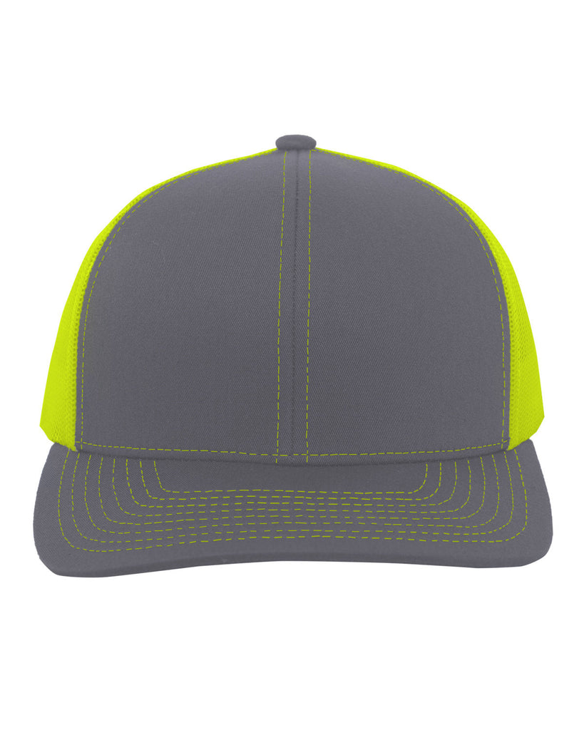 Pacific Headwear-104C-Trucker Snapback Hat-GRAPHITE/ N YLLW