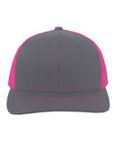 Pacific Headwear-104C-Trucker Snapback Hat-GRAPHITE/ PINK