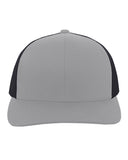 Pacific Headwear-104C-Trucker Snapback Hat-HTH GRY/ LT CHAR