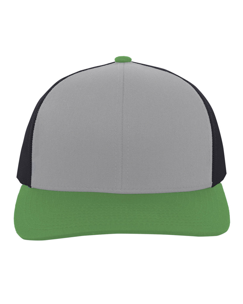Pacific Headwear-104C-Trucker Snapback Hat-HTH GRY/ L C/ GR