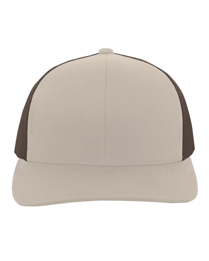 Pacific Headwear-104C-Trucker Snapback Hat-KHAKI/ BROWN