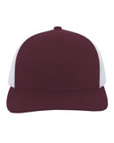 Pacific Headwear-104C-Trucker Snapback Hat-MAROON/ WHITE
