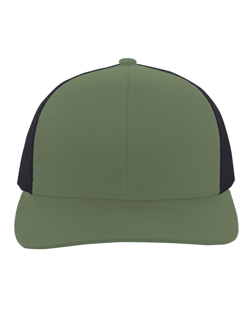 Pacific Headwear-104C-Trucker Snapback Hat-MOSS GRN/ LT CHR