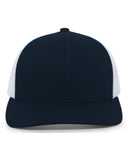 Pacific Headwear-104C-Trucker Snapback Hat-NAVY/ WHITE