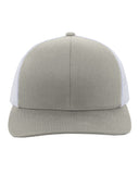 Pacific Headwear-104C-Trucker Snapback Hat-SILVER/ WHITE