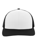 Pacific Headwear-104C-Trucker Snapback Hat-WHITE/ BLK/ BLK