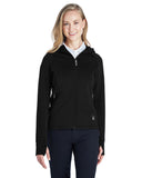 Spyder-187331-Ladies Hayer Full-Zip Hooded Fleece Jacket-BLACK/ REFL GREY