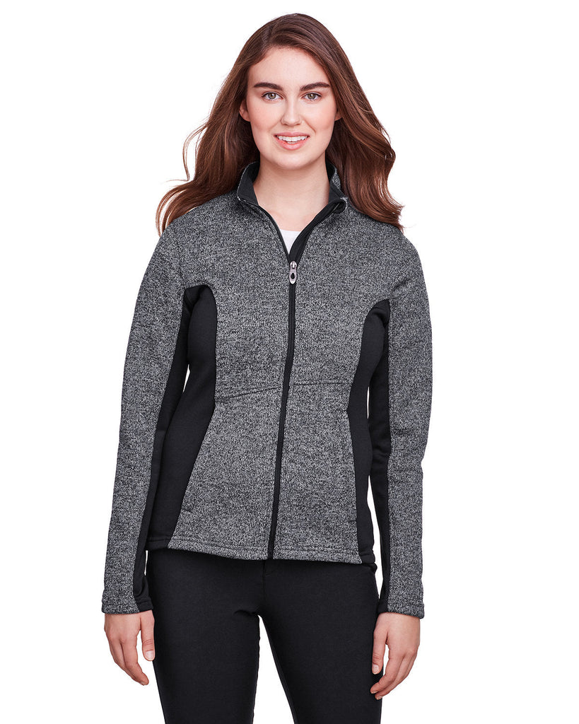 Spyder-187335-Ladies Constant Full-Zip Sweater Fleece Jacket-BLACK HTHR/ BLK