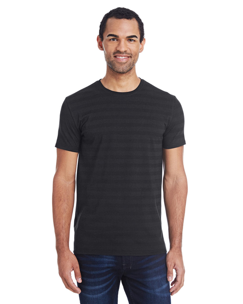 Threadfast Apparel-152A-Mens Invisible Stripe Short-Sleeve T-Shirt-BLCK INVSBL STRP