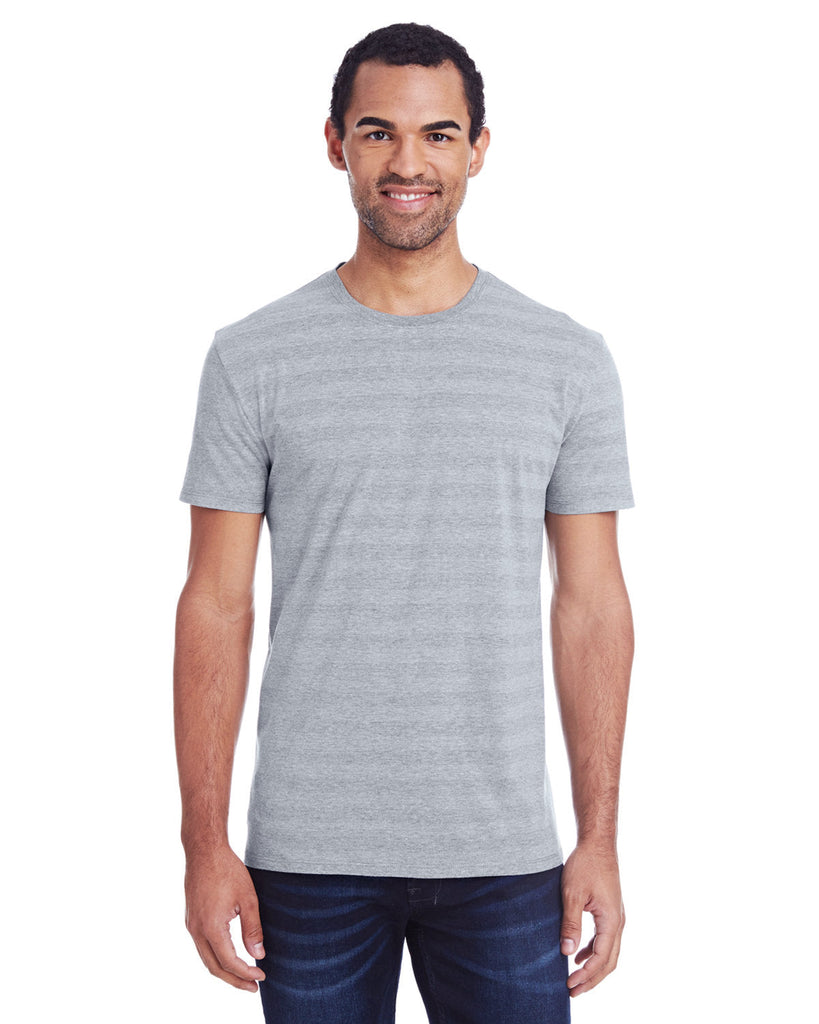 Threadfast Apparel-152A-Mens Invisible Stripe Short-Sleeve T-Shirt-HTH GRY INV STRP