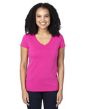 Threadfast Apparel-200RV-Ladies Ultimate V-Neck T-Shirt-HOT PINK