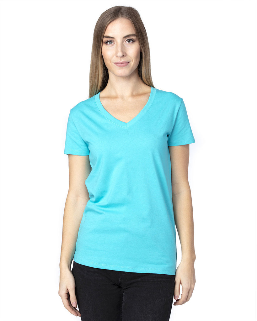 Threadfast Apparel-200RV-Ladies Ultimate V-Neck T-Shirt-PACIFIC BLUE