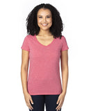 Threadfast Apparel-200RV-Ladies Ultimate V-Neck T-Shirt-RED HEATHER