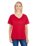Threadfast Apparel-203FV-Ladies Triblend Fleck Short-Sleeve V-Neck T-Shirt-RED FLECK