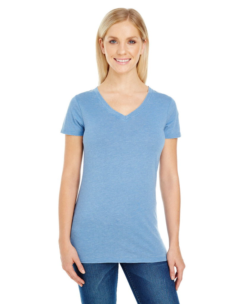 Threadfast Apparel-208B-Ladies Vintage Dye Short-Sleeve V-Neck T-Shirt-VINTAGE DENIM