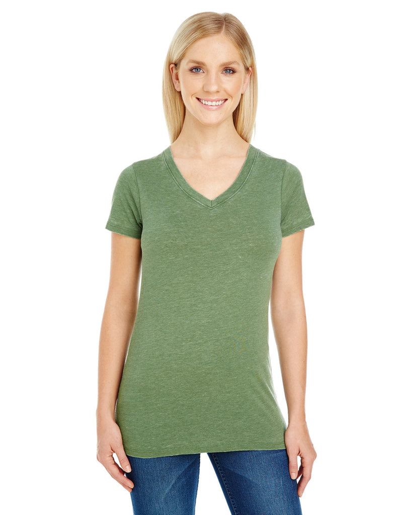 Threadfast Apparel-208B-Ladies Vintage Dye Short-Sleeve V-Neck T-Shirt-VINTAGE GRASS