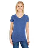 Threadfast Apparel-208B-Ladies Vintage Dye Short-Sleeve V-Neck T-Shirt-VINTAGE NAVY