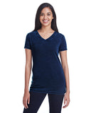 Threadfast Apparel-215B-Ladies Cross Dye Short-Sleeve V-Neck T-Shirt-ELECTRIC BLUE