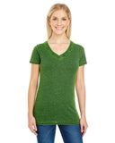 Threadfast Apparel-215B-Ladies Cross Dye Short-Sleeve V-Neck T-Shirt-EMERALD