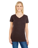 Threadfast Apparel-215B-Ladies Cross Dye Short-Sleeve V-Neck T-Shirt-FLAME