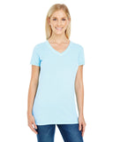 Threadfast Apparel-230B-Ladies Pigment-Dye Short-Sleeve V-Neck T-Shirt-CHAMBRAY