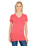 Threadfast Apparel-230B-Ladies Pigment-Dye Short-Sleeve V-Neck T-Shirt-RED