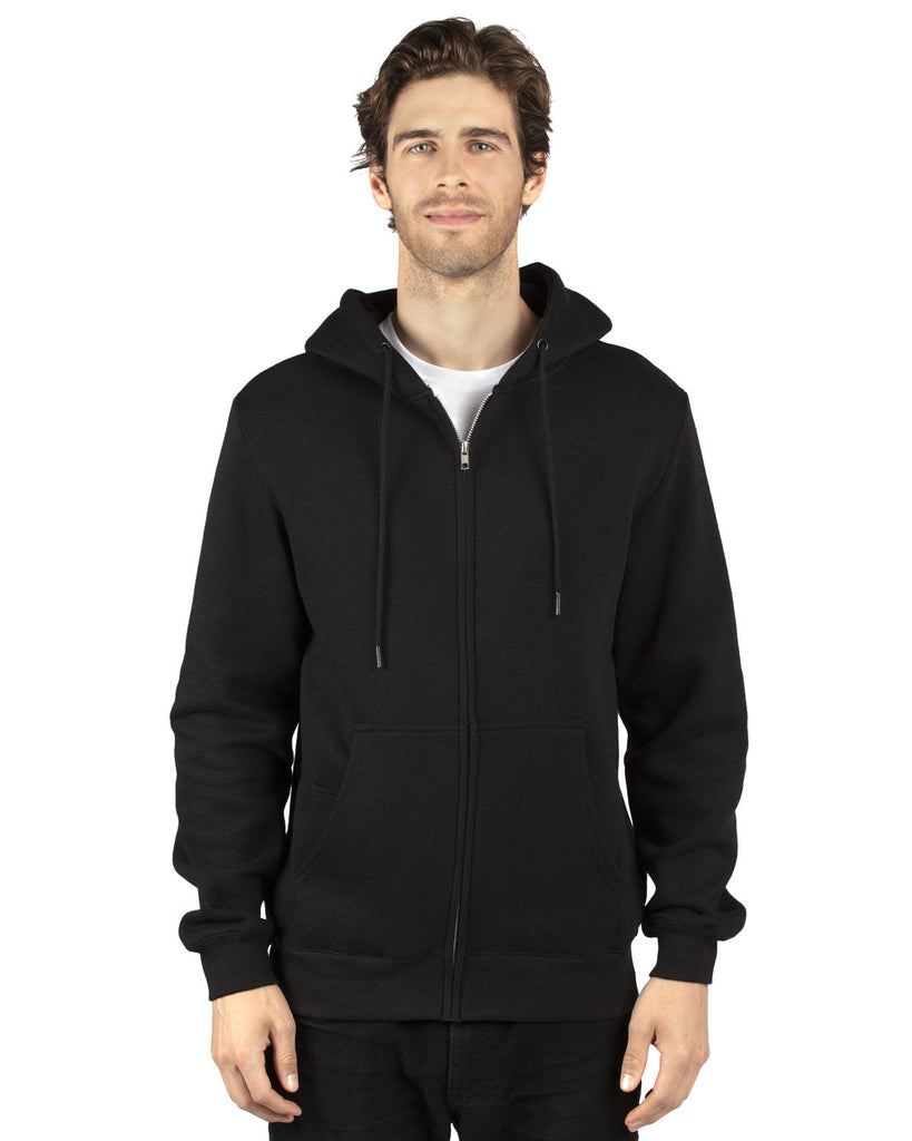 Threadfast Apparel-320Z-Unisex Ultimate Fleece Full-Zip Hooded Sweatshirt-BLACK