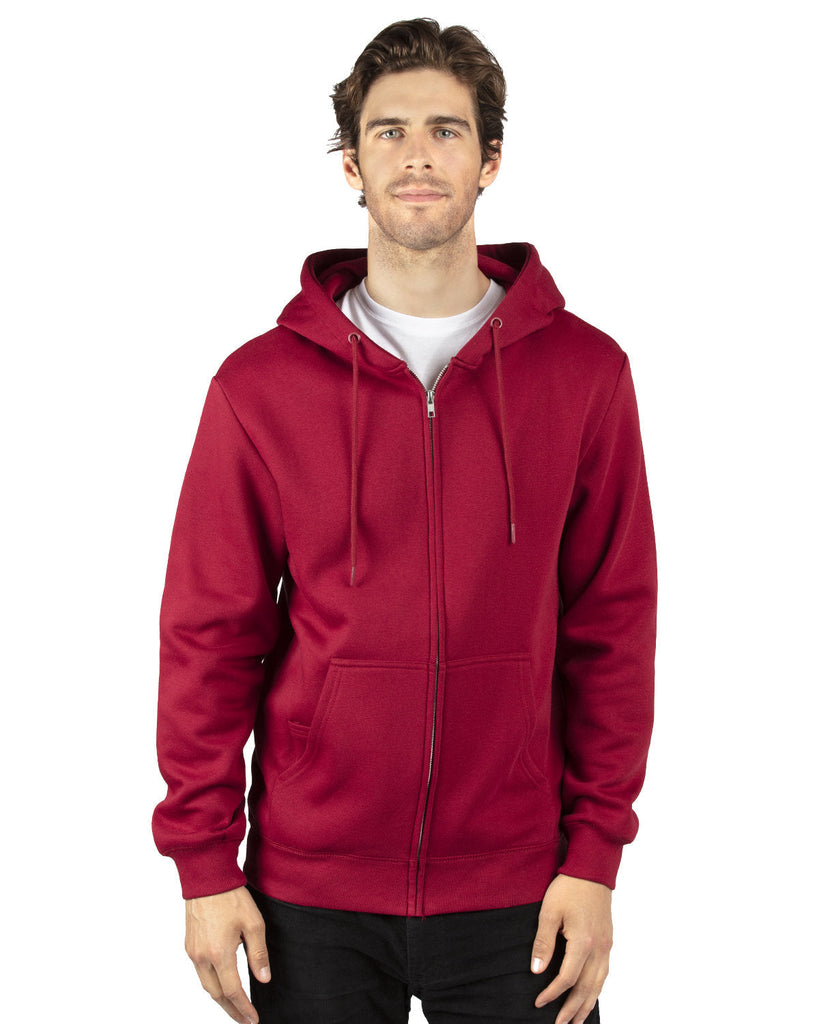 Threadfast Apparel-320Z-Unisex Ultimate Fleece Full-Zip Hooded Sweatshirt-BURGUNDY