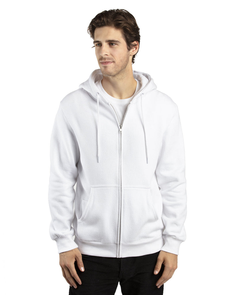 Threadfast Apparel-320Z-Unisex Ultimate Fleece Full-Zip Hooded Sweatshirt-WHITE