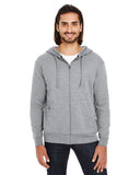 Threadfast Apparel-321Z-Unisex Triblend French Terry Full-Zip-CHARCOAL HEATHER
