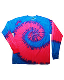 Tie-Dye-CD2000-Adult 5.4 oz. 100% Cotton Long-Sleeve T-Shirt-FLO BLUE/ PINK