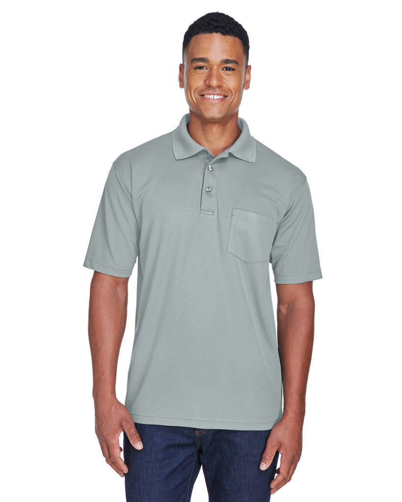 UltraClub-8210P-Adult Cool & Dry Mesh Piqué Polo with Pocket-SILVER