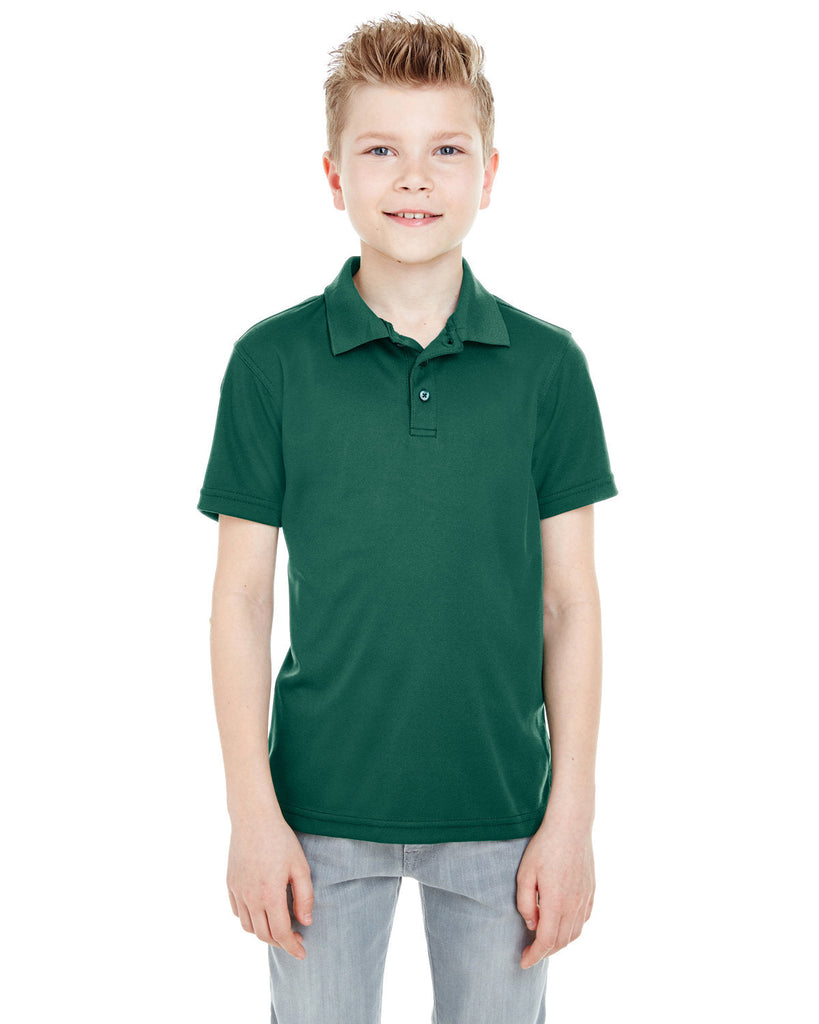 UltraClub-8210Y-Youth Cool & Dry Mesh Piqué Polo-FOREST GREEN