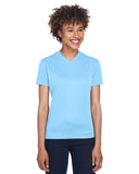 UltraClub-8400L-Ladies Cool & Dry Sport V-Neck T-Shirt-COLUMBIA BLUE