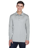 UltraClub-8405LS-Adult Cool & Dry Sport Long-Sleeve Polo-GREY