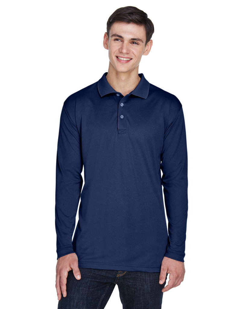 UltraClub-8405LS-Adult Cool & Dry Sport Long-Sleeve Polo-NAVY