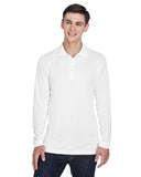 UltraClub-8405LS-Adult Cool & Dry Sport Long-Sleeve Polo-WHITE