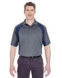 UltraClub-8427-Adult Cool & Dry Sport Performance Colorblock Interlock Polo-CHARCOAL/ NAVY