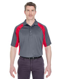 UltraClub-8427-Adult Cool & Dry Sport Performance Colorblock Interlock Polo-CHARCOAL/ RED