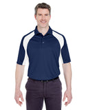 UltraClub-8427-Adult Cool & Dry Sport Performance Colorblock Interlock Polo-NAVY/ WHITE