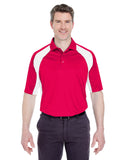 UltraClub-8427-Adult Cool & Dry Sport Performance Colorblock Interlock Polo-RED/ WHITE
