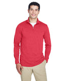 UltraClub-8618-Mens Cool & Dry Heathered Performance Quarter-Zip-RED HEATHER