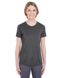 UltraClub-8619L-Ladies Cool & Dry Heathered Performance T-Shirt-BLACK HEATHER