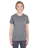 UltraClub-8619L-Ladies Cool & Dry Heathered Performance T-Shirt-CHARCOAL HEATHER