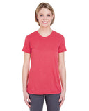UltraClub-8619L-Ladies Cool & Dry Heathered Performance T-Shirt-RED HEATHER