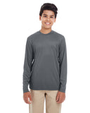 UltraClub-8622Y-Youth Cool & Dry Performance Long-Sleeve Top-CHARCOAL